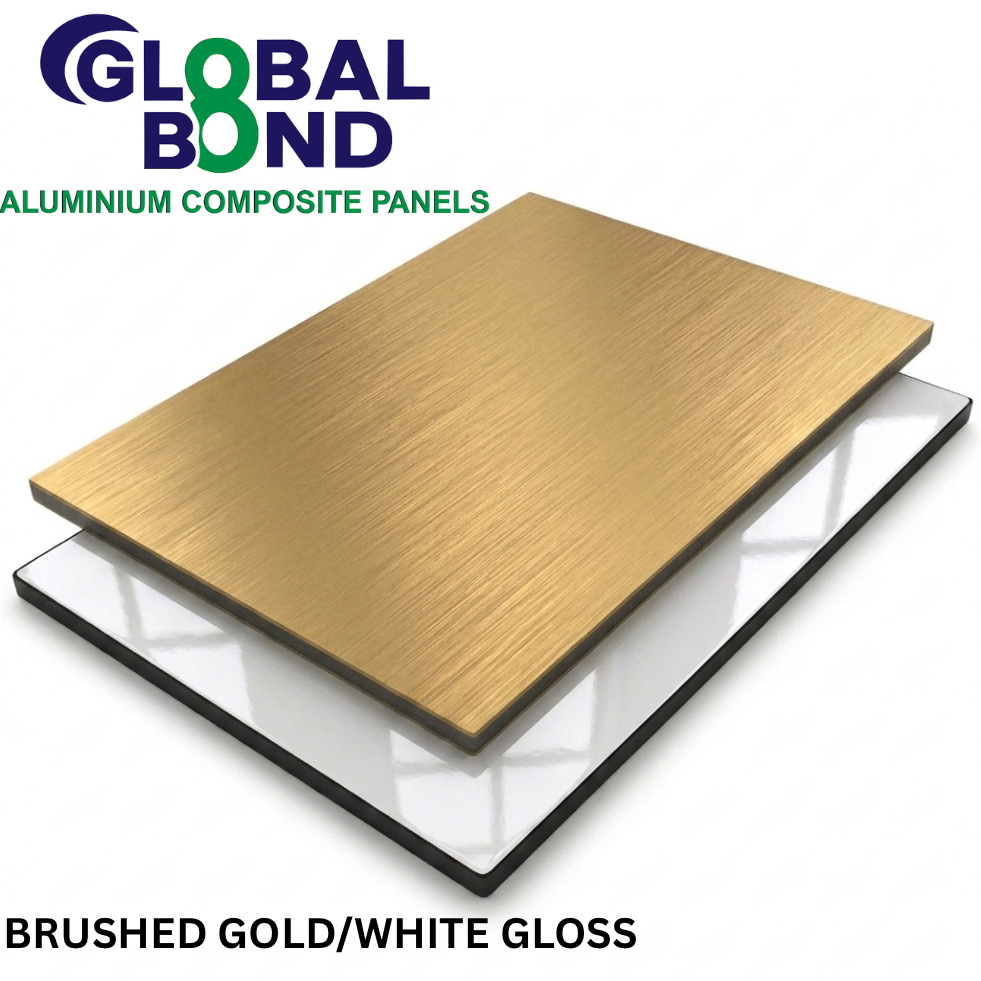 BRUSHED GOLD / WHITE - GLOBAL BOND - 3mm; Skin-0.15mm; 2440x1220mm