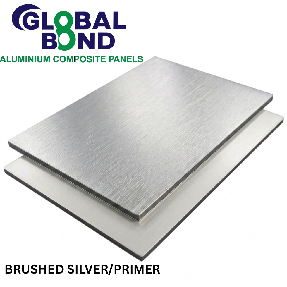 BRUSHED SILVER / PRIMER - GLOBAL BOND - 3mm; 3050 x 1500mm; Skin-0.2mm