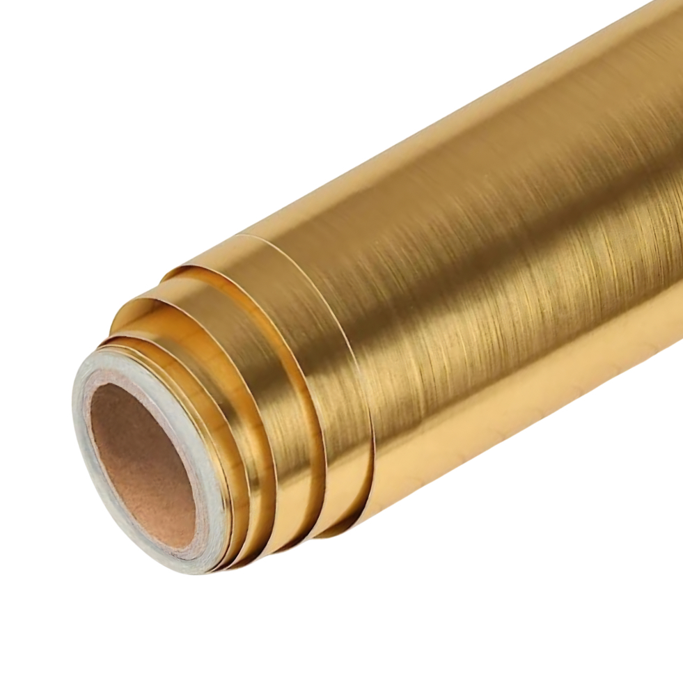 CUT OUT - BRUSH GOLD VINYL - 1.22 mtr x 50 mtr