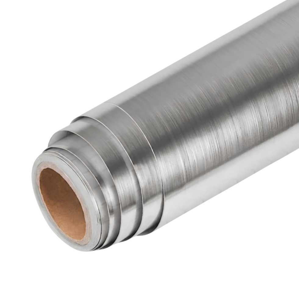 CUT OUT - BRUSH SILVER VINYL - 1.22 mtr x 50 mtr